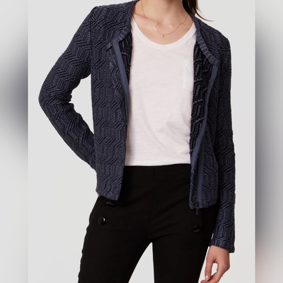LOFT Jackets & Blazers - EUC Ann Taylor LOFT Maze Chunky Knit Moto Jacket in Blue Sea